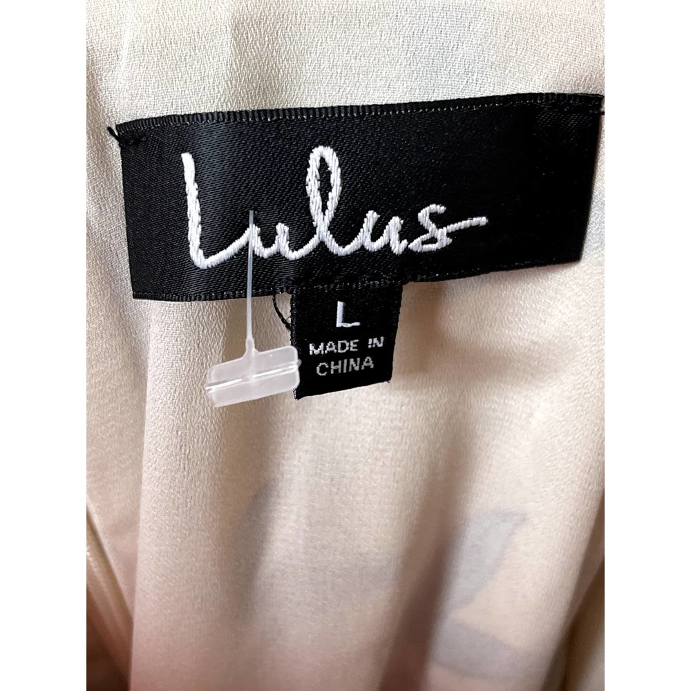 Lulus Maxi Dress Gild The Lily Beige Floral High Low Size Large Ruffle NWOT - Picture 7 of 8